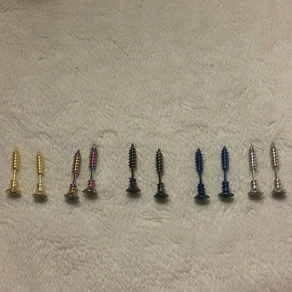 😍Stainless Steel 3D Unisex Screw 2 Sided Stud 5pc - Picture 3 of 8